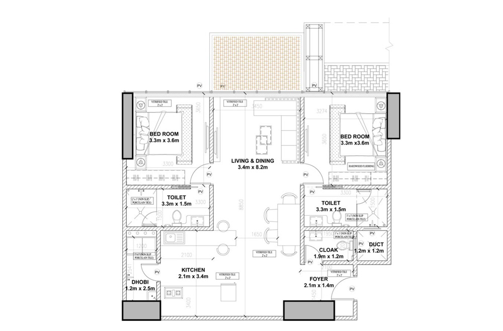 2 bed City Floorplan