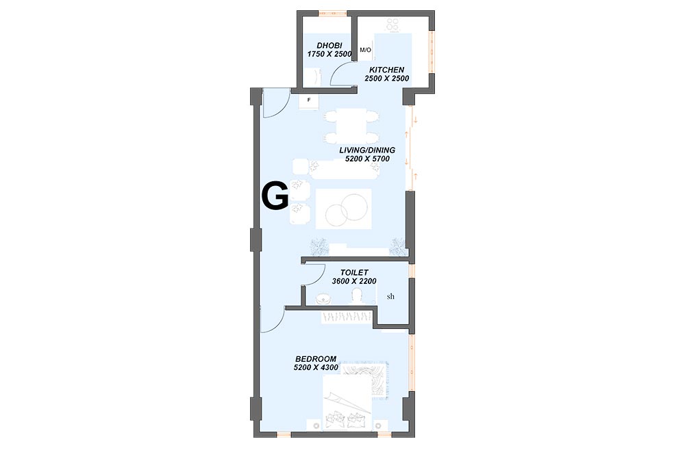 Flat G - 1 Bedroom